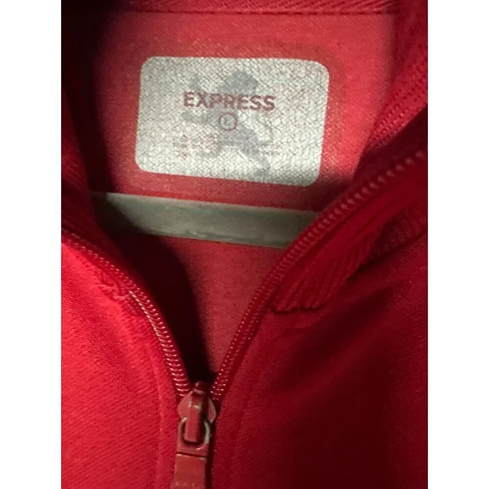 Vintage Express Men’s L Red Zip-Up Hoodie Lion Logo Honor Loyalty Y2K Streetwear